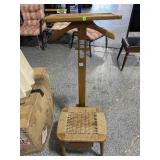 Vtg Blonde Wood and Wicker Valet with Storage