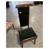 Vtg Dark Wood and Faux Leather Valet with Storage