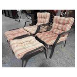 Aluminum Patio Chairs with Ottomans and Cushions