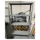 Metal grey rack w/5 shelves, approx 6ft tall
