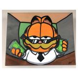 Signed Garfield Painting On Canvas 14x11