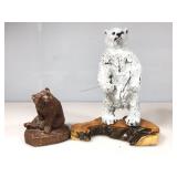 13in Ceramic Polar Bear Figure on Natural Wood