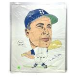 Duke snider cartoon caricature autographed