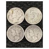 90% Silver Mercury Dimes & .800 Silver Canadian
