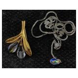 Swarovski Necklace W/brooch, Sz 16in Long
