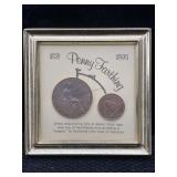 Uk 1912 One Penny & 1947 Farthing In Frame, Approx