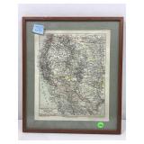 Framed Antique German Lithographic Map Of The