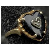 10k Gold Ring W/diamond, Tw 1.5g, Sz4ï¿½