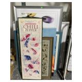 Collection of framed prints and mirror, approx