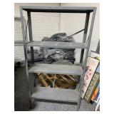 Metal grey rack w/5 shelves, approx 6ft tall