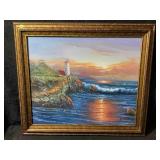 This vintage framed oil painting on canvas