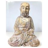 Antique Chinese seated Buddha polychrome wood