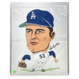 don drysdale cartoon caricature autographed