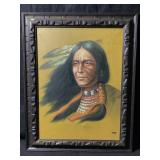 Oil painting on canvas of a framed portrait of a