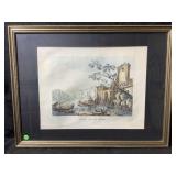 This framed vintage landscape print depicting a