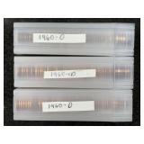 3 Rolls Of Pennies Incl. 1960-d
