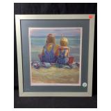 A framed art print titled waiting by artist,