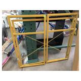 Metal Yellow stand, approx 32x30in, missing shelf