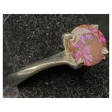 1.20 Cts Pink Diamond Sterling Silver Ring, Tw 3g,