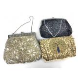 Vtg Indian Beaded Velvet Peacock Clutch and 2