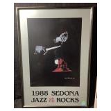 A framed original poster for the 1988 Sedona jazz