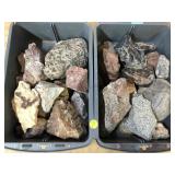 2 trays of rocks some geodes and more