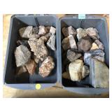 2 trays of rocks some geodes and more
