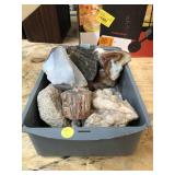 Tray of rocks some geodes and more