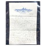 Hand Written Letter from Bud to Parent While