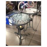 2 metal side tables w/glass top, approx 16x21in