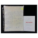 Jeff Daniels Handwritten Signed Letter on Back Of