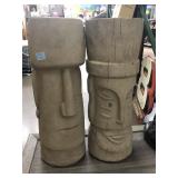 2 Decorative Tiki/Moai heads, approx 2ft tall