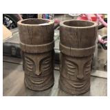 2 Decorative Tiki heads, approx 6x12in