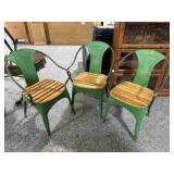 3 Metal & wood armchairs