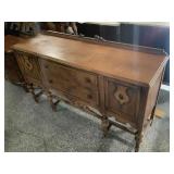 VTG Solid wood buffet w/carved accents, approx