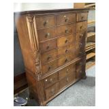 Solid wood chest of drawers, approx 57x68x19in
