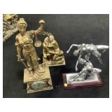 Composite Lady Justice mantle clock w/man & woman