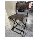 Folding Faux Wicker Bar Stool Chair