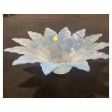 Glass Murano center flower dish, approx 15x5in