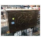 Metal detailed trunk w/wood inside, approx