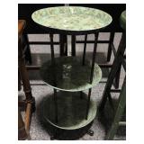 Metal 3-tier round side table, approx 14x30in
