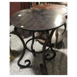 Metal side table w/stone top, end table, approx