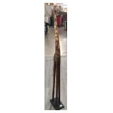 Wood giraffe red & yellow statue, approx 59in