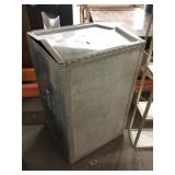 Vtg Metal storage bin w/slots, approx 16x15x24in