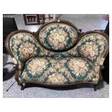 Vtg Victorian Style sofa w/green & pink pattern,