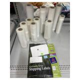 Rolls of Food Saver Bags and White Labels.