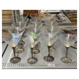 Set of 16 Grey Goose Pewter-Stem Martini Glasses.