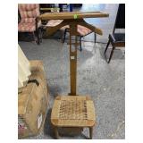 Vtg Blonde Wood and Wicker Valet with Storage