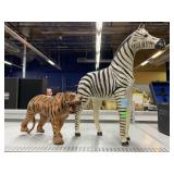 Large Resin Zebra and Tiger Figures.