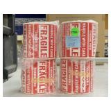4 Rolls of FRAGILE Shipping Stickers